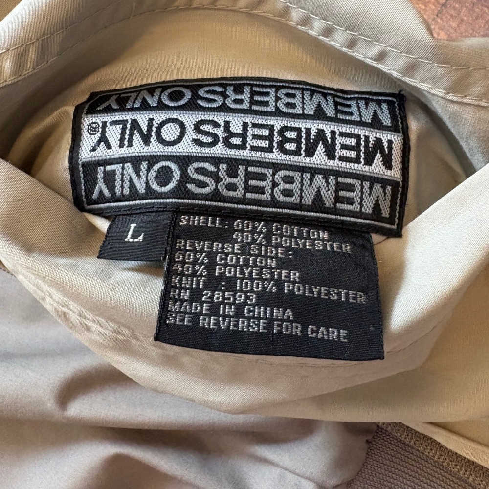 Members Only Mens Large Reversible Bomber Jacket Tan Gray Colorblock Full Zip - Picture 7 of 9